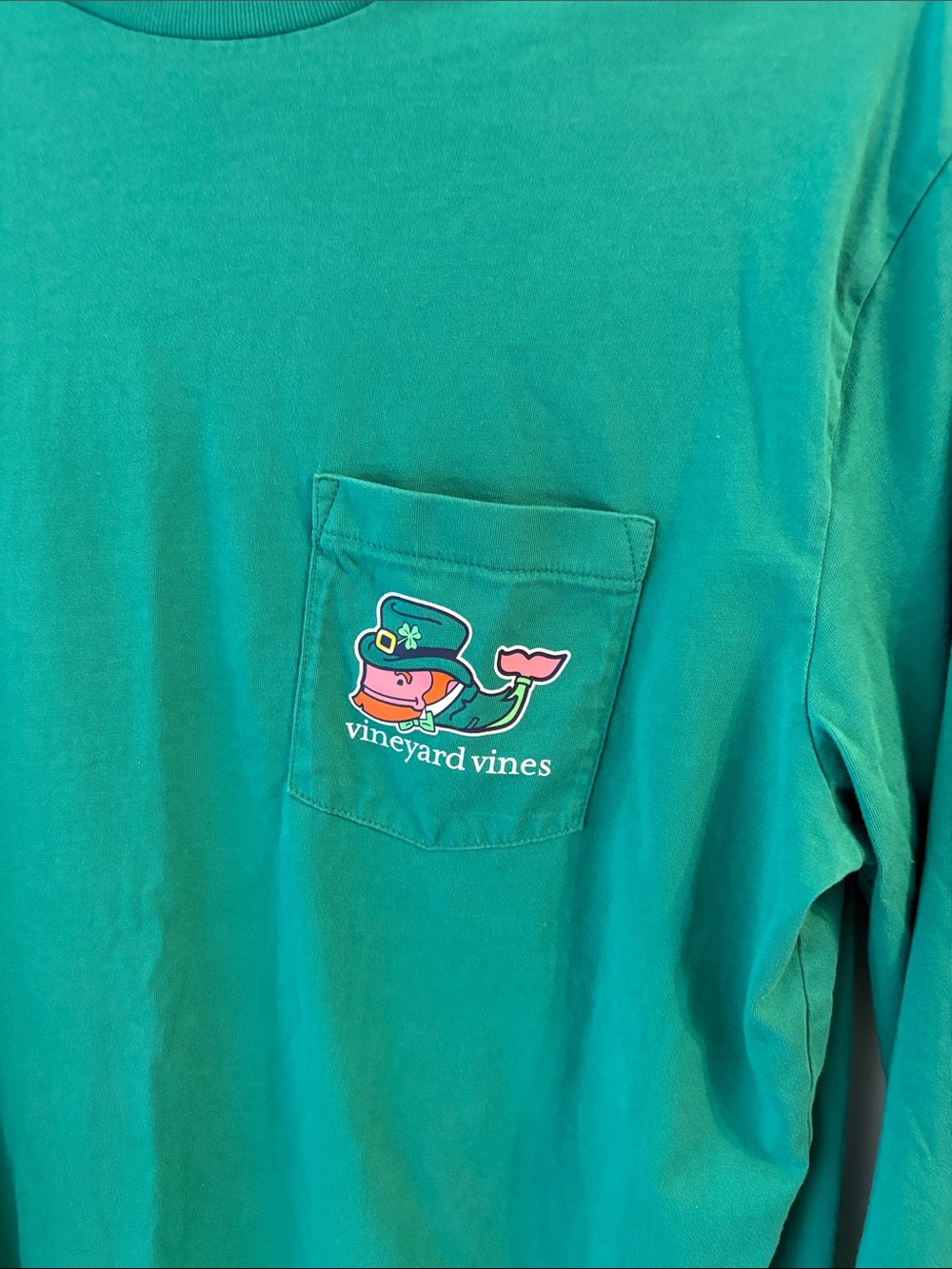 Vineyard Vines St. Patrick's Day Whale Long-Sleeve Pocket Tee - Picture 2 of 3
